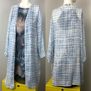 Blue Geo Print Kimono Cardigan / Cover Up